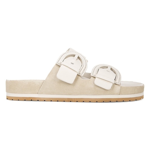 Vince Glyn Leather & Suede Slide Sandals - Picture 3 of 6